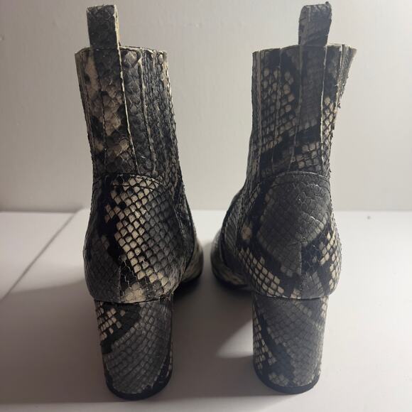 Napoleoni Made in Italy Snakeskin Pattern Leather Zippered Ankle Boot Size 6.5 - Picture 2 of 15